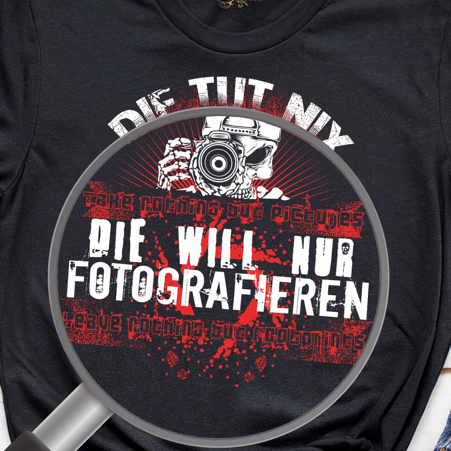 Die tut nix – die will nur fotografieren T-Shirt Damen Urbex Shirt Urban Explorer Motiv Lost Places Codex Geschenk für Fotografen
