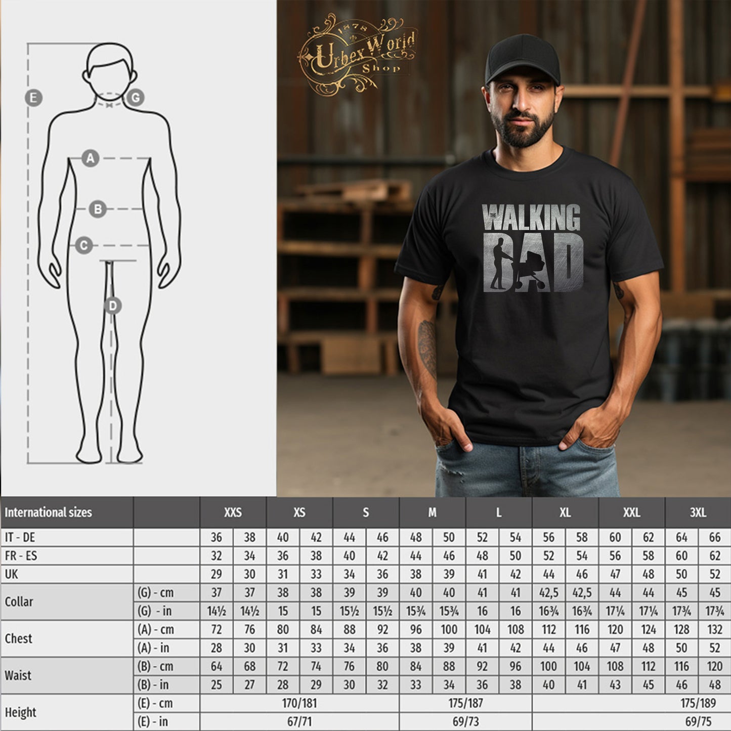 Walking Dad T-Shirt – Lustiges Vatertags Geschenk für Papa – Shirt für frischgebackene Väter – Schwarz oder Weiß – XS bis 3XL